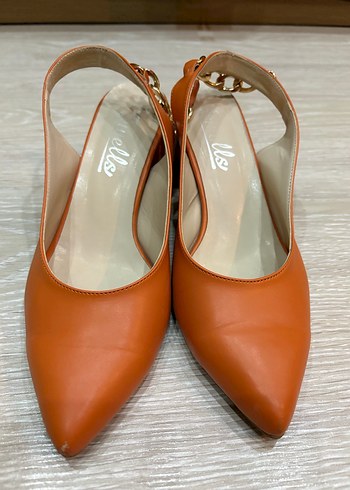 Bej Deri Tokalı Stiletto Kadın Ayakkabı - Görsel 3