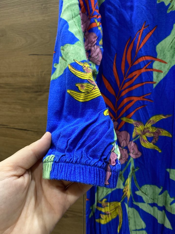 Bohem Çok Renkli Uzun Pilili Elbise - Görsel 5