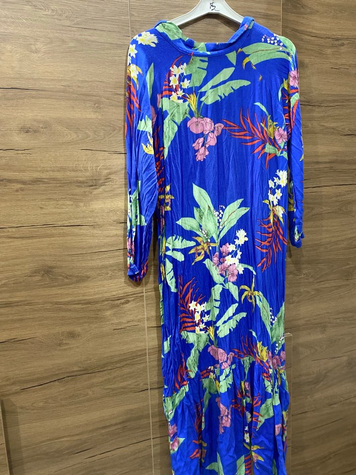 Bohem Çok Renkli Uzun Pilili Elbise - Görsel 2