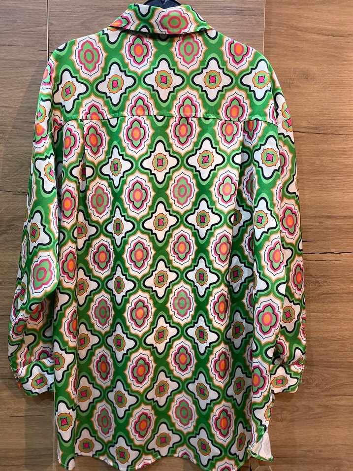 Renkli Bohem Uzun Kollu Gömlek - Görsel 2