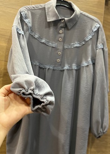 Gri Bol Kesim Uzun Bluzlu Takım 36-42 beden aralığındadır - Görsel 4