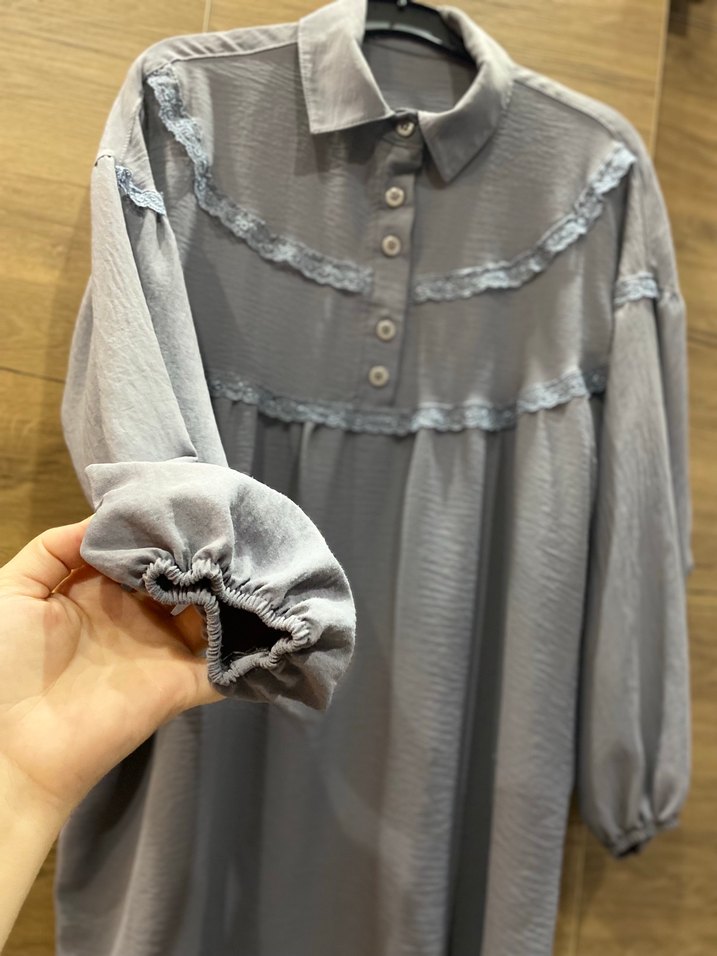 Gri Bol Kesim Uzun Bluzlu Takım 36-42 beden aralığındadır - Görsel 4