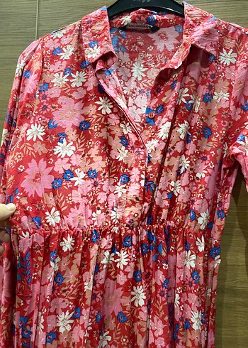 Pembe Bohem Uzun Kollu Uzun Elbise - Görsel 2