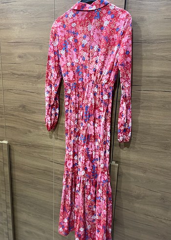 Pembe Bohem Uzun Kollu Uzun Elbise - Görsel 6