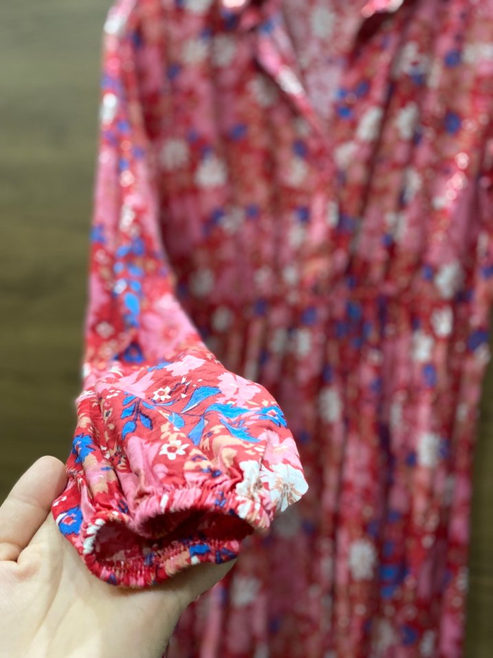 Pembe Bohem Uzun Kollu Uzun Elbise - Görsel 3