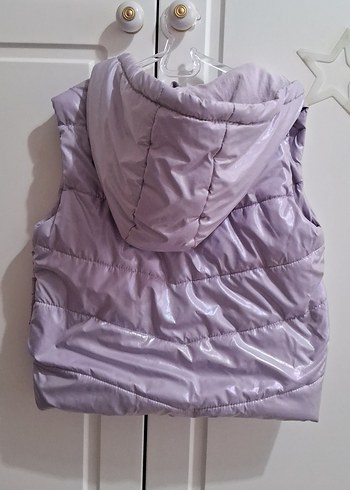 Kız Çocuk Mor Kapüşonlu Fermuarlı Yelek - Görsel 3