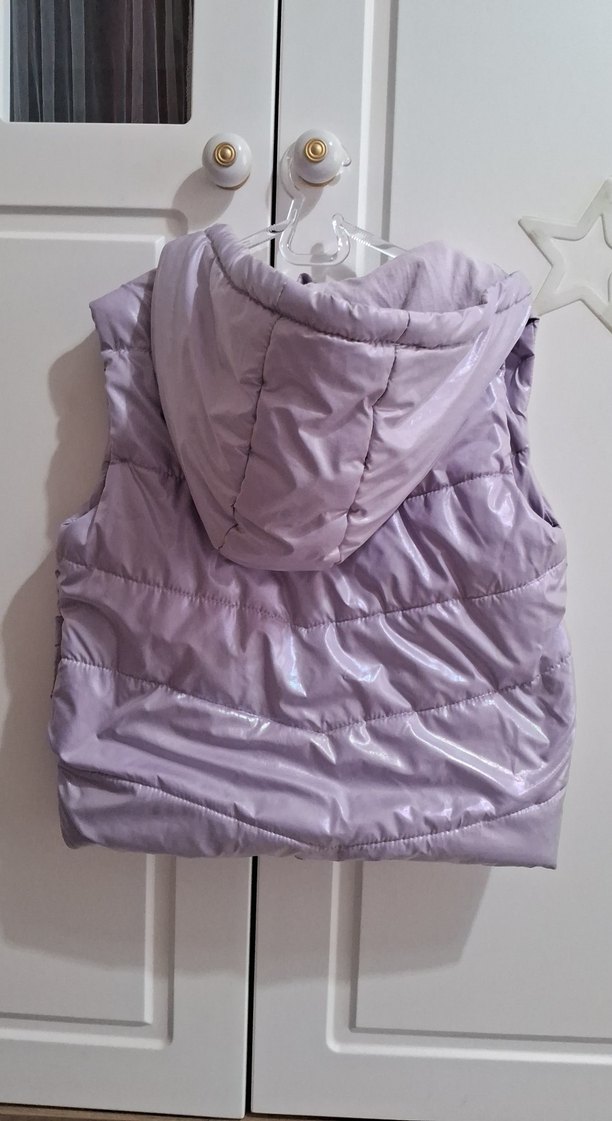 Kız Çocuk Mor Kapüşonlu Fermuarlı Yelek - Görsel 3