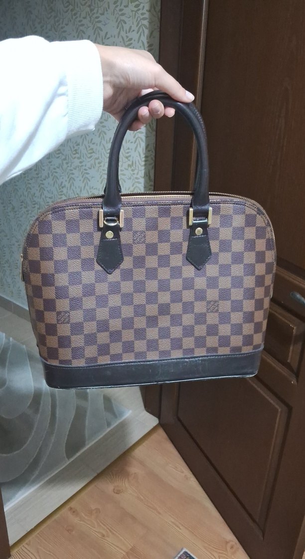 Kahverengi Kareli Deri Kadın Çantası - Görsel 2