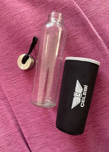 Siyah Kılıflı Cam Su Şişesi - Görsel 2