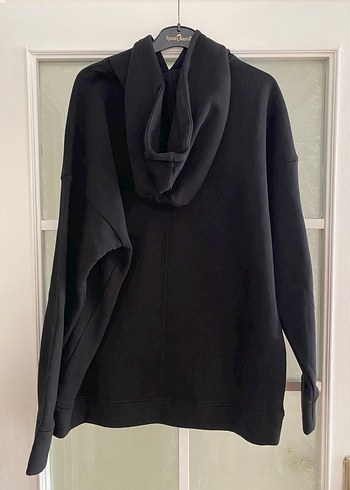 Siyah Kapüşonlu Salaş Sweatshirt - Görsel 2