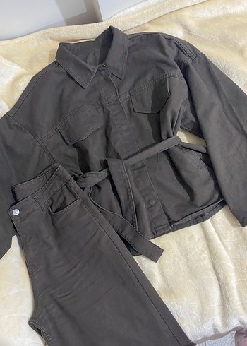 Kahverengi Kemerli Kadın Ofis Takımı - Görsel 4