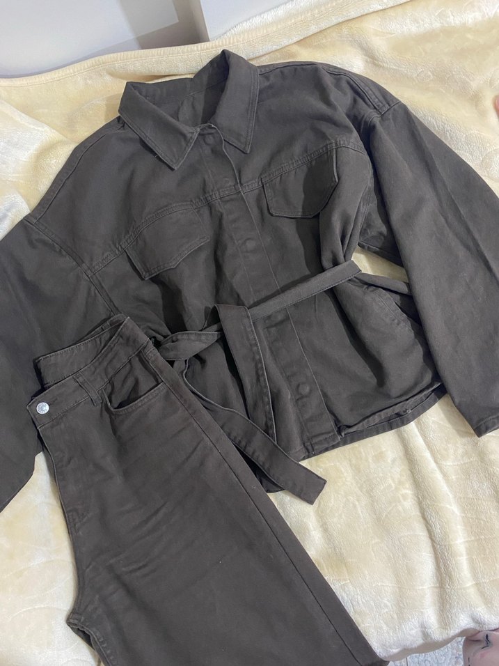 Kahverengi Kemerli Kadın Ofis Takımı - Görsel 4