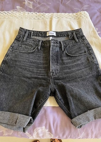 Zara Koyu Gri Yuksek Bel Denim Sort