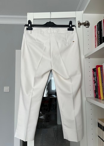 xs Beden beyaz Renk Beyaz Kapri Kumaş Kadın Pantolon