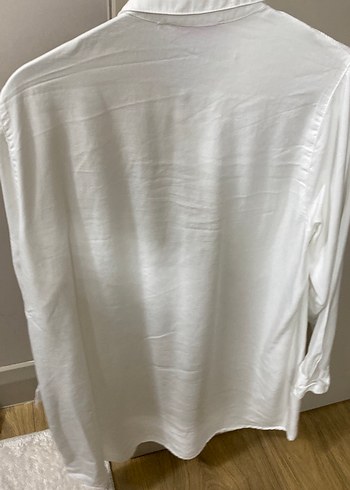 Düğmeli Beyaz Keten Gömlek - Görsel 3