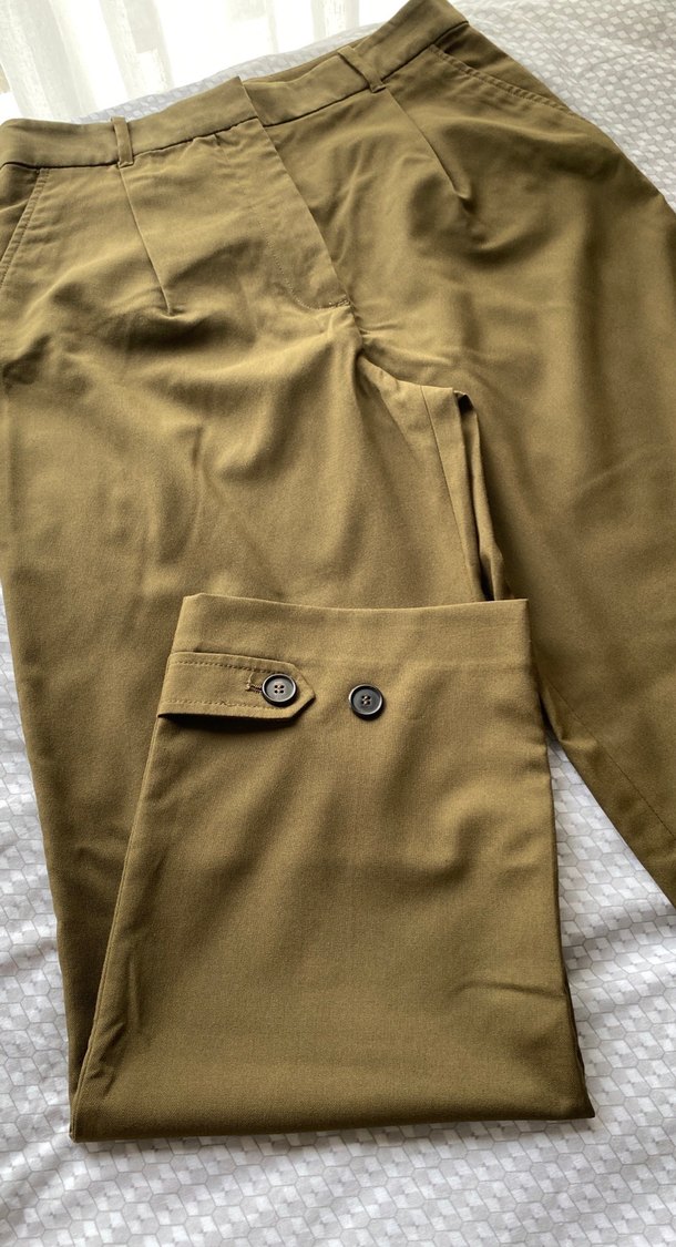 Bej Kadın Midi Kumaş Pantolon - Görsel 2