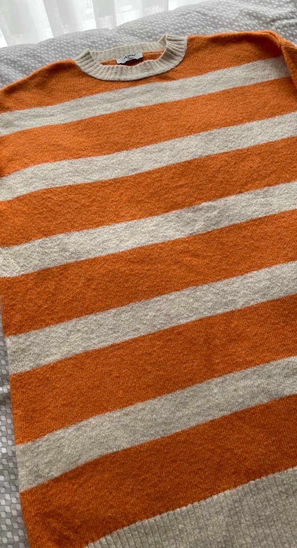 Çizgili Uzun Kollu Triko Kadın Kazak - Görsel 2