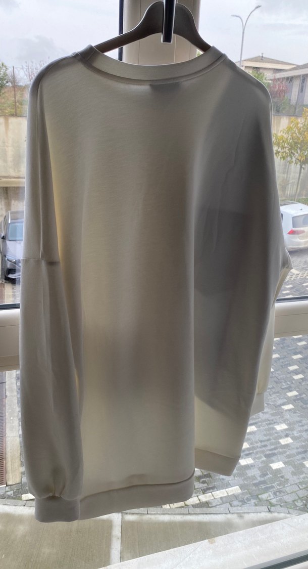 Gri Deri Detaylı Salaş Sweatshirt - Görsel 3