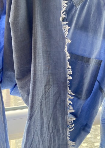 Uzun Kollu Mavi Denim Gömlek - Görsel 2