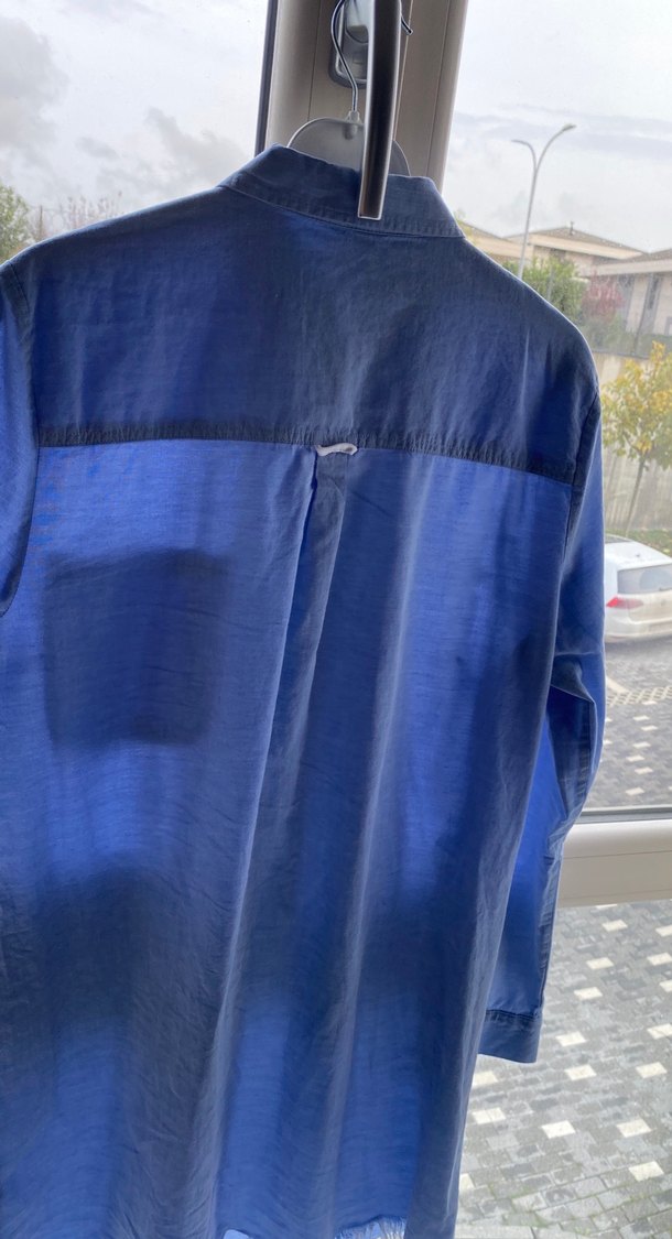 Uzun Kollu Mavi Denim Gömlek - Görsel 3