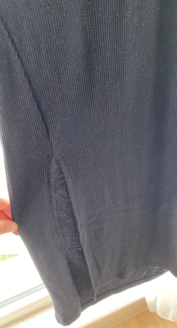 Siyah Uzun Kollu Yüksek Yaka Elbise - Görsel 2