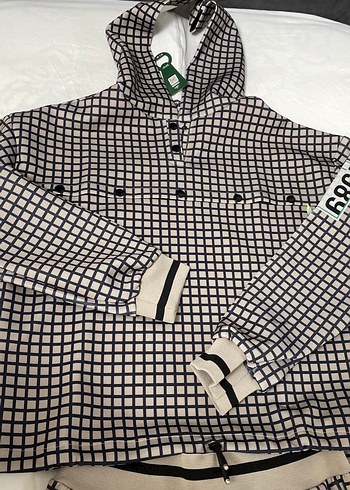 Gri Kare Desenli rahat  Pijama Takımı - Görsel 2