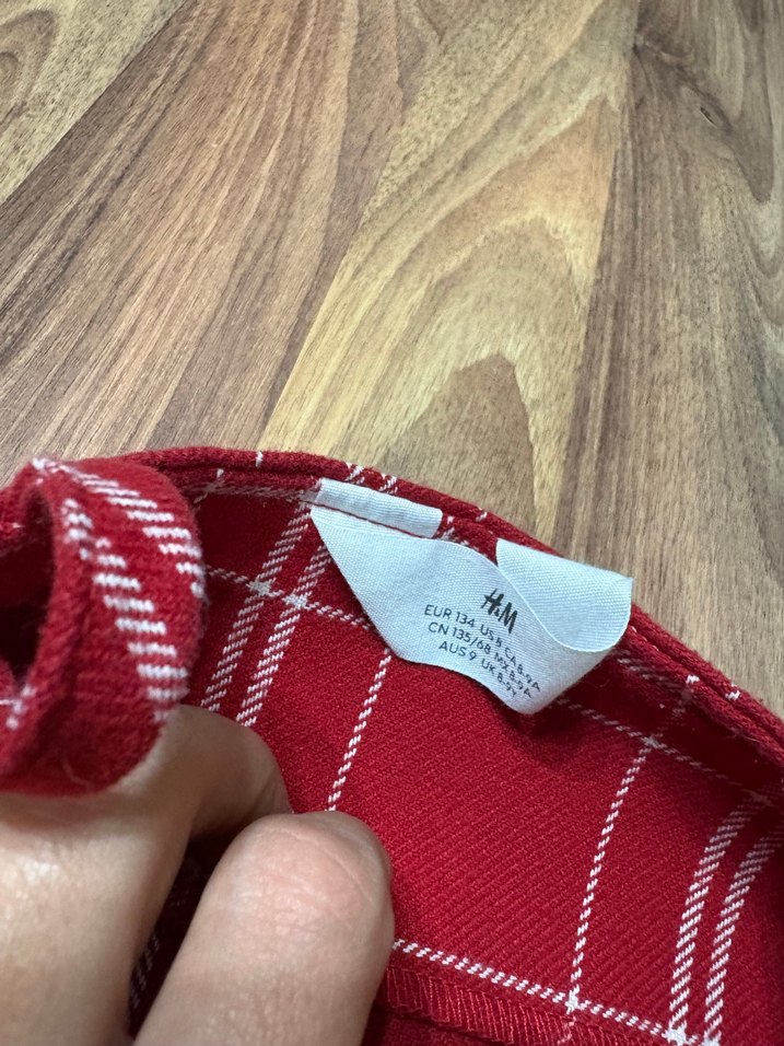 Kareli Kırmızı Askılı Kız Elbise - Görsel 2