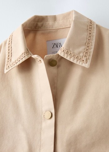 Bej çocuk trençkot Düğmeli Ceket - Görsel 4