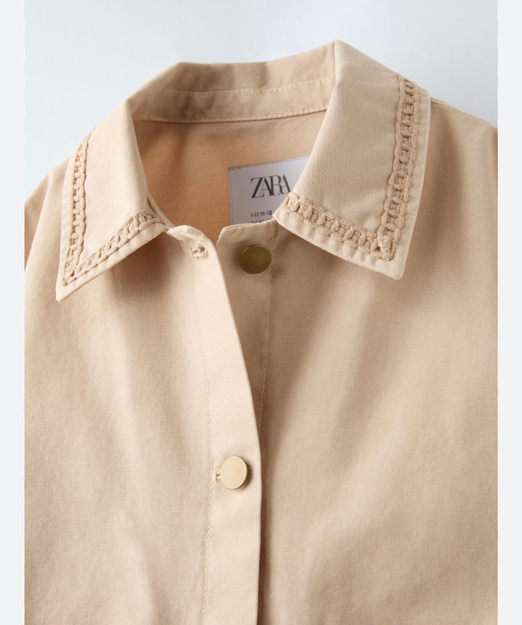 Bej çocuk trençkot Düğmeli Ceket - Görsel 4