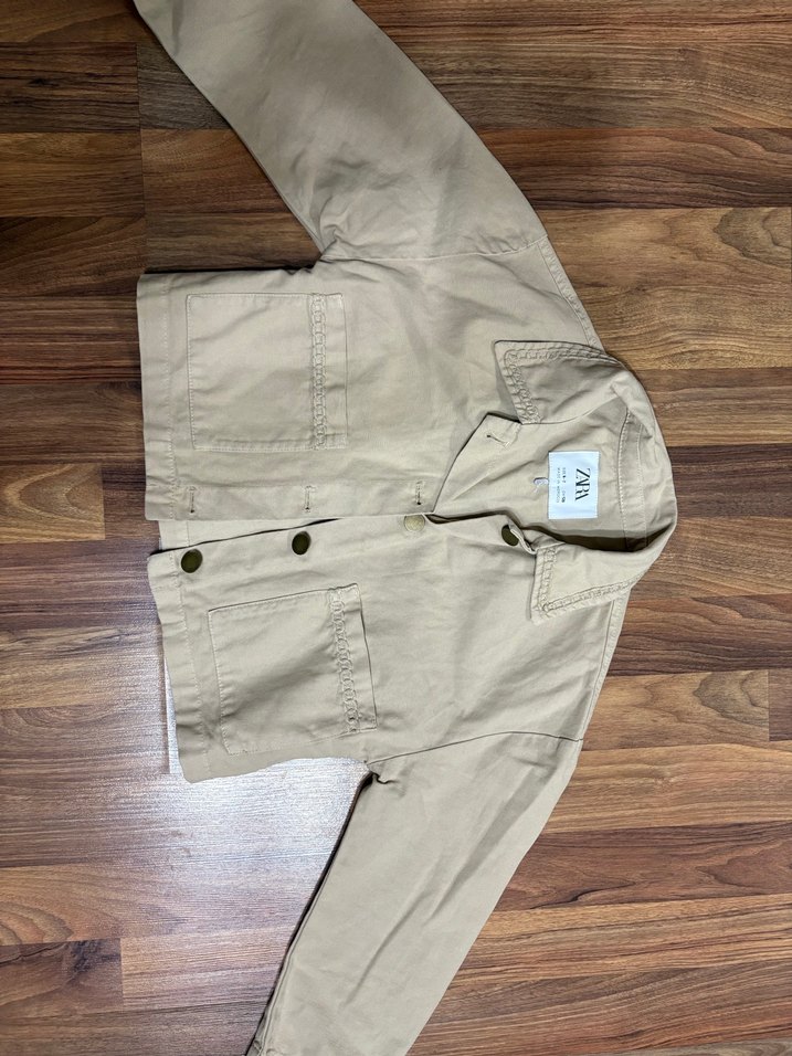 Bej çocuk trençkot Düğmeli Ceket - Görsel 3