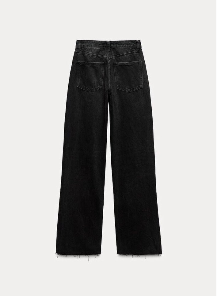 Siyah wide leg Kadın Kot Pantolon - Görsel 2