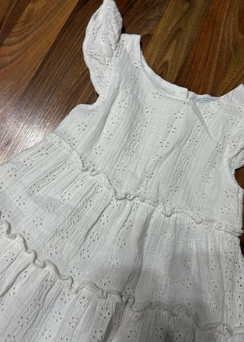 Kız Çocuk Beyaz Pamuklu Fırfırlı Elbise - Görsel 2