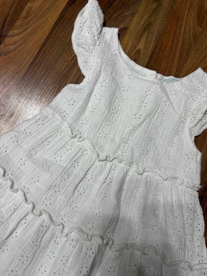 Kız Çocuk Beyaz Pamuklu Fırfırlı Elbise - Görsel 2