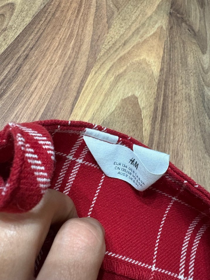 Kız Çocuk Kırmızı Kareli Askılı Elbise - Görsel 2