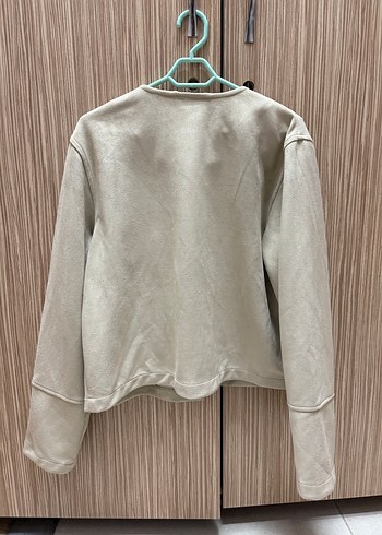 Düğmeli Bej Süet Kadın Ceket - Görsel 2