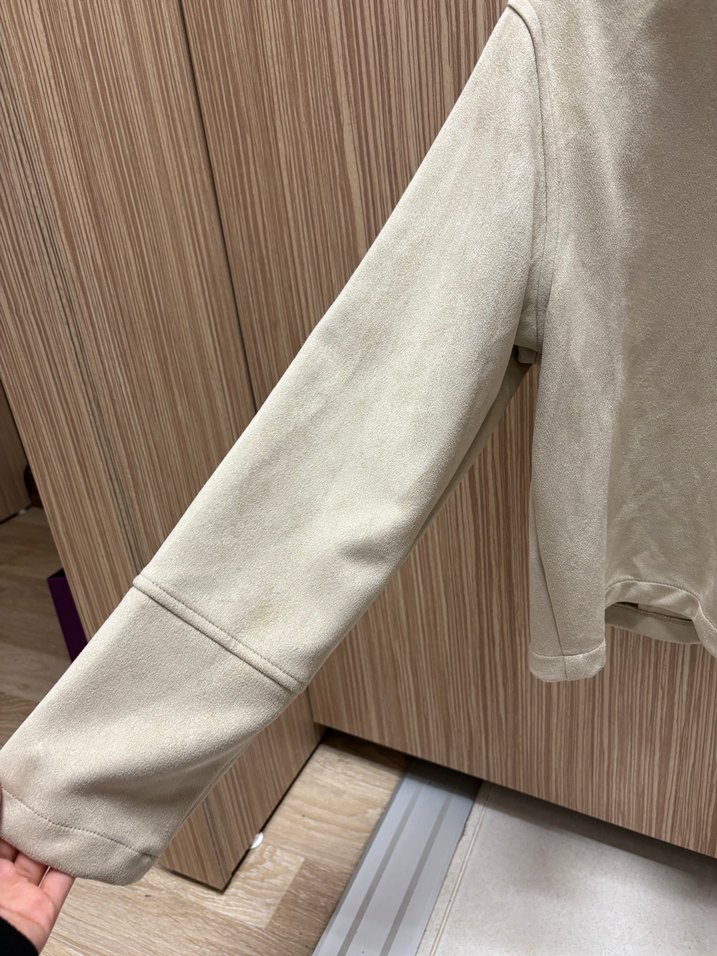 Düğmeli Bej Süet Kadın Ceket - Görsel 3