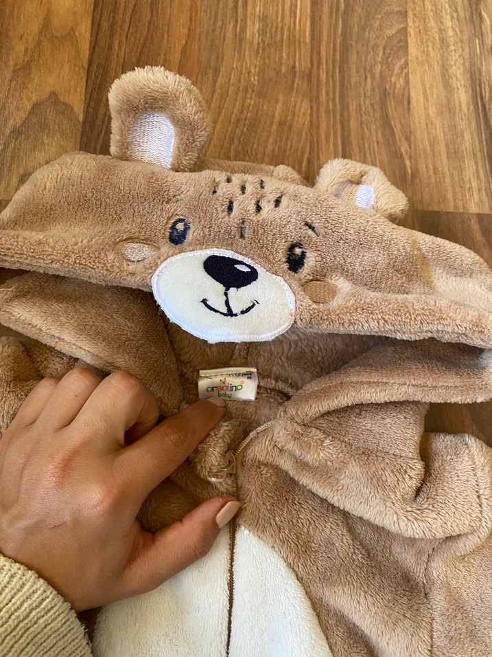 Kahverengi Peluş Bebek Tulum - Görsel 4