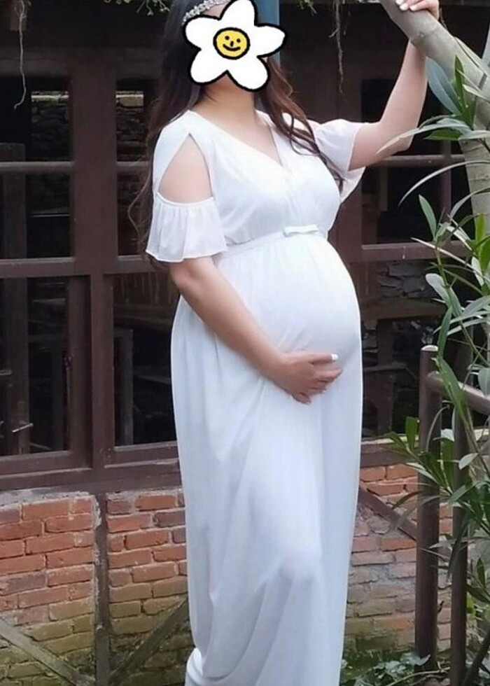 Uzun hamile beyaz elbise - Görsel 2