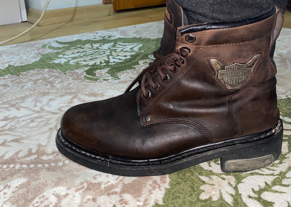 Kahverengi Deri Harley Davidson erkek Bot - Görsel 5
