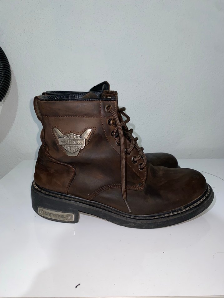 Kahverengi Deri Harley Davidson erkek Bot - Görsel 2