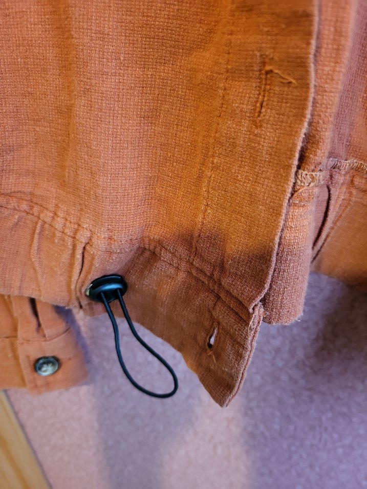 Düğmeli Bej Keten Kadın Ceket - Görsel 4