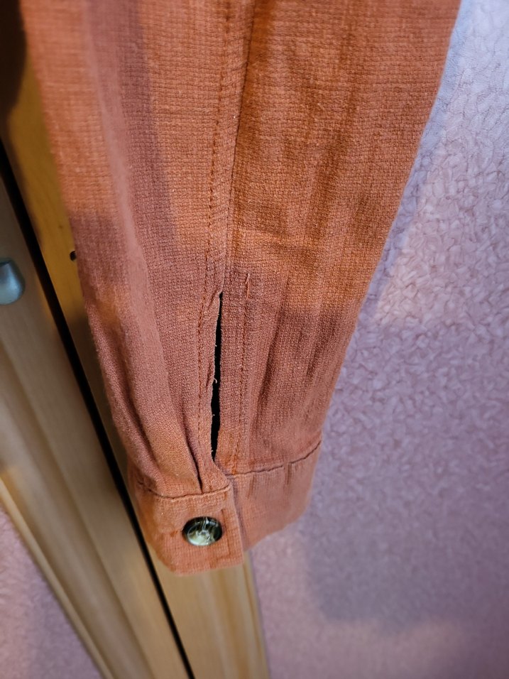 Düğmeli Bej Keten Kadın Ceket - Görsel 5