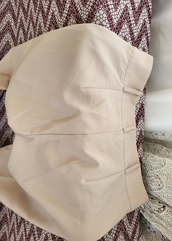 s Beden ten rengi Renk Bej Kadın Pilili Kumaş Pantolon