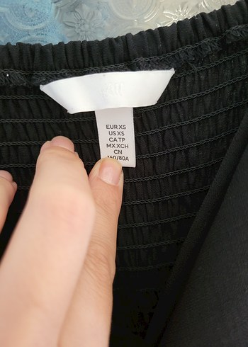 H&M H&M Siyah V Yakalı Uzun Drapeli Elbise