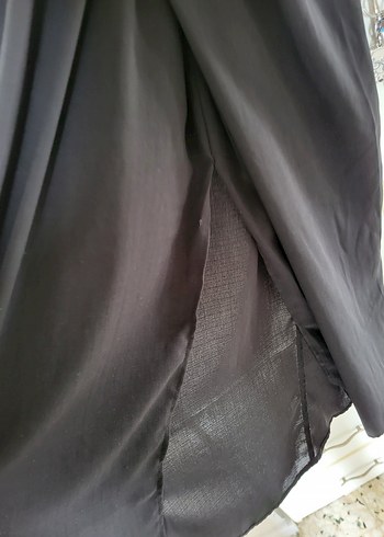 xs Beden H&M Siyah V Yakalı Uzun Drapeli Elbise