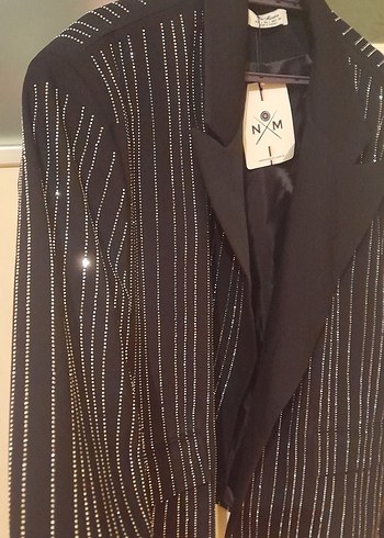 taşlı siyah blazer ceket - Görsel 2