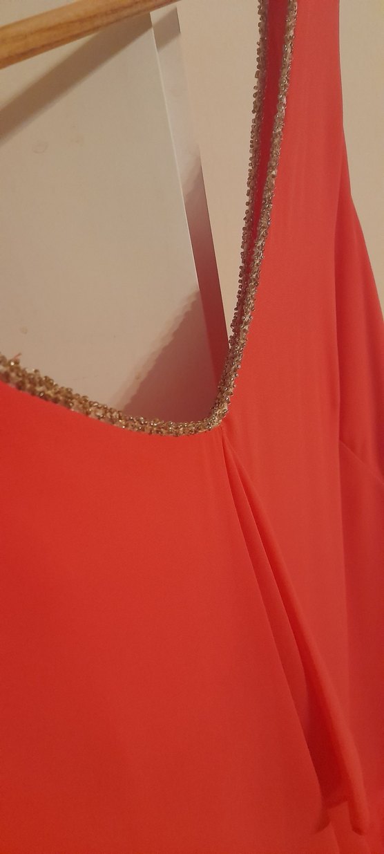 Kırmızı Drapeli Uzun Abiye Elbise - Görsel 2