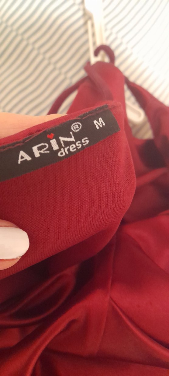 Bordo Drapeli Uzun Abiye Elbise - Görsel 2