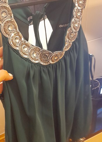 Yeşil Drapeli Uzun Abiye Elbise - Görsel 2