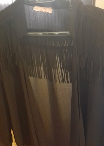 Siyah püsküllü transparan gömlek bluz - Görsel 2